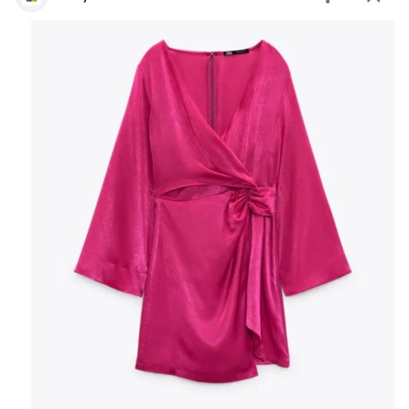 ZARA Pink Satin Wrap Dress Medium NWT 8955/608 - Picture 3 of 4